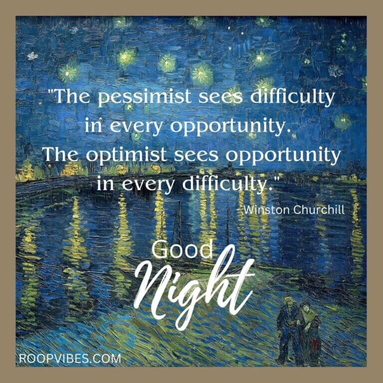 Good Night Image With Quote On Optimism | Roopvibes