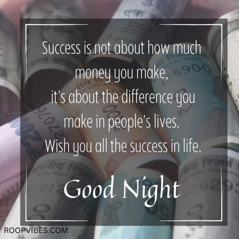 Good Night Image With Quote On The Meaning Of Success | Roopvibes