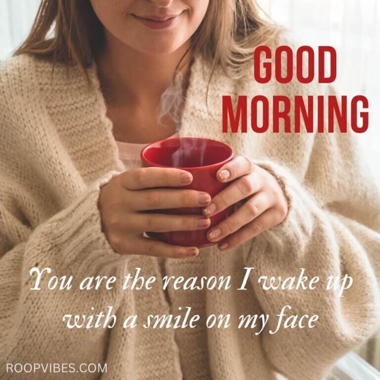 Romantic Good Morning Image Of A Woman Holding Hot Tea | Roopvibes