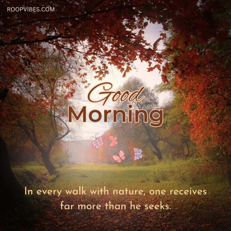 Misty Autumn Morning With Beautiful Trees, Paired With A Good Morning Wish And An Inspirational Quote