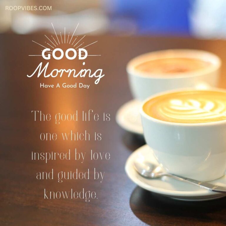 Two Coffee Cups On A Wooden Table With A Bokeh Effect, Accompanied By A Good Morning Life Quote