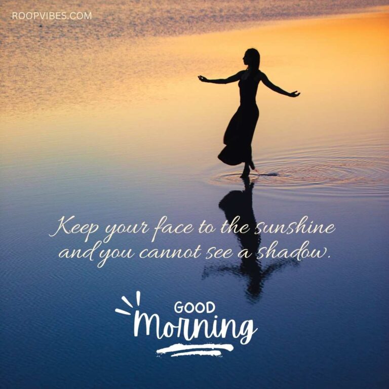 Silhouette Of Indian Girl Dancing On The Seashore At Sunrise With A Life-Affirming Quote And Good Morning Wish