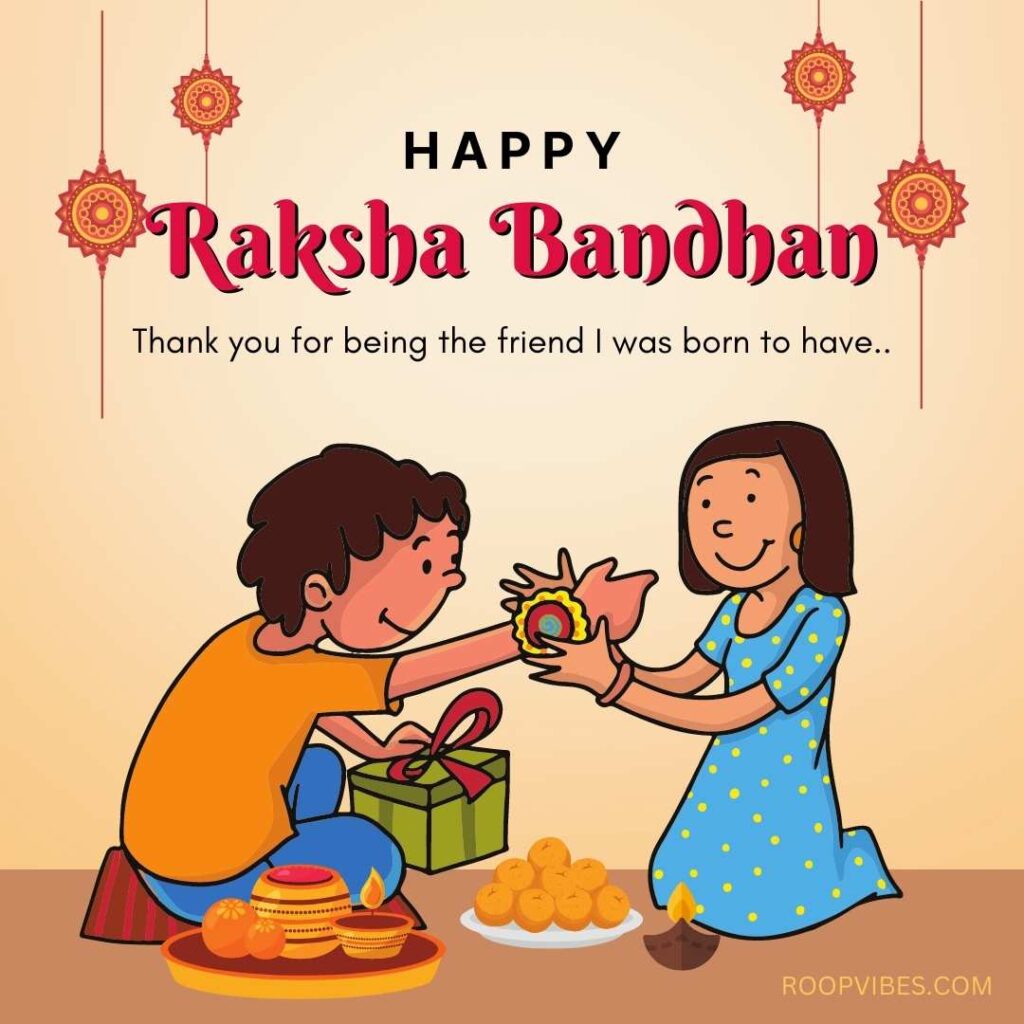 Illustration Of Brother And Sister With Raksha Bandhan Wish | Roopvibes