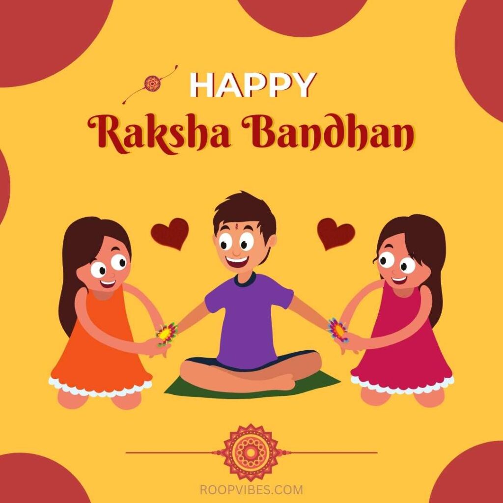 Illustration Of Brother With Sisters And Raksha Bandhan Wish | Roopvibes