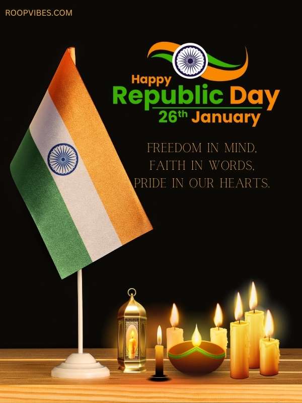 Indian Flag With Candles, Symbolizing The Light Of Freedom And Pride On Happy Republic Day