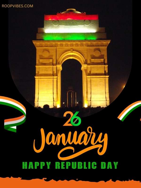 India Gate Lit In Tricolor, A Majestic View For 26Th January, Happy Republic Day Celebrations