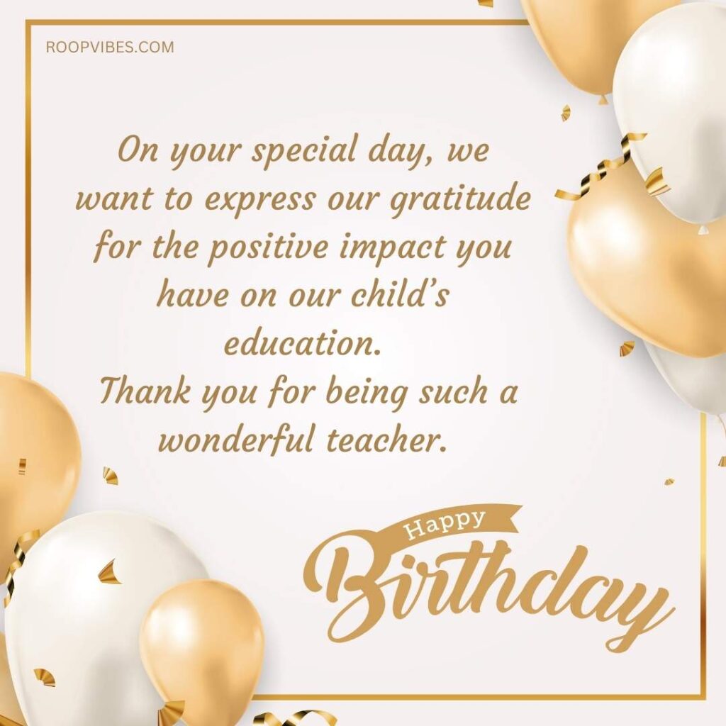 Birthday Wishes For Teacher From Parents | Roopvibes