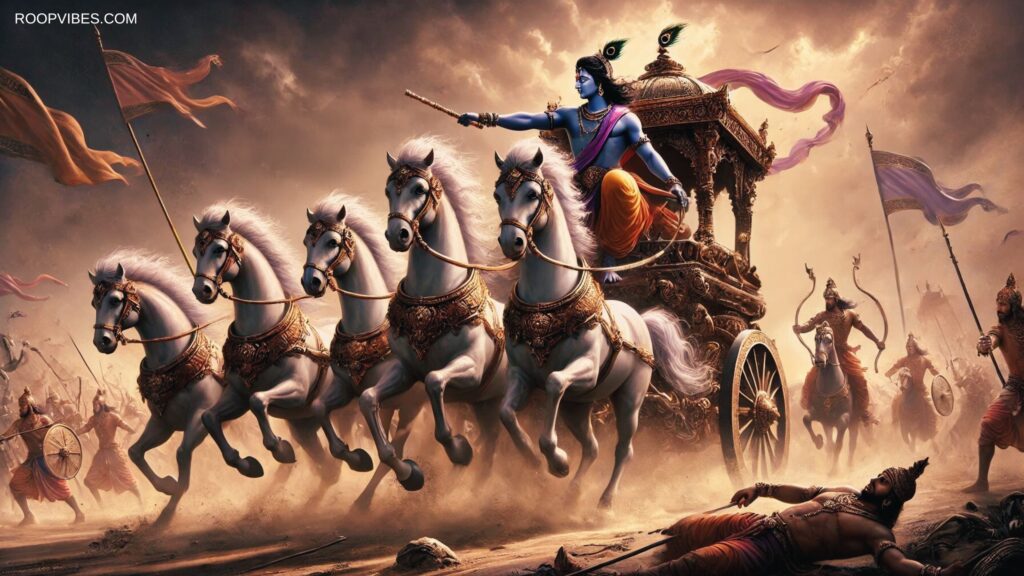 Sri Krishna Driving Arjuna'S Chariot During The Mahabharata War