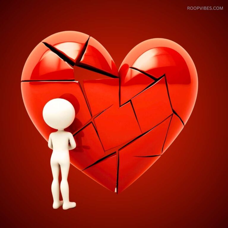 3D Illustration Of A Shattered Red Heart With A White Figure Leaning Against It, Representing Emotional Pain And Sorrow, Ideal For Expressing Sadness