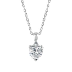 Silver Solitaire Heart Pendant With Chain | Roopvibes