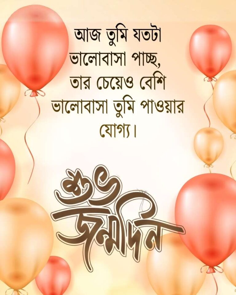 Bengali Happy Birthday Image With Balloons And Sweet Birthday Message